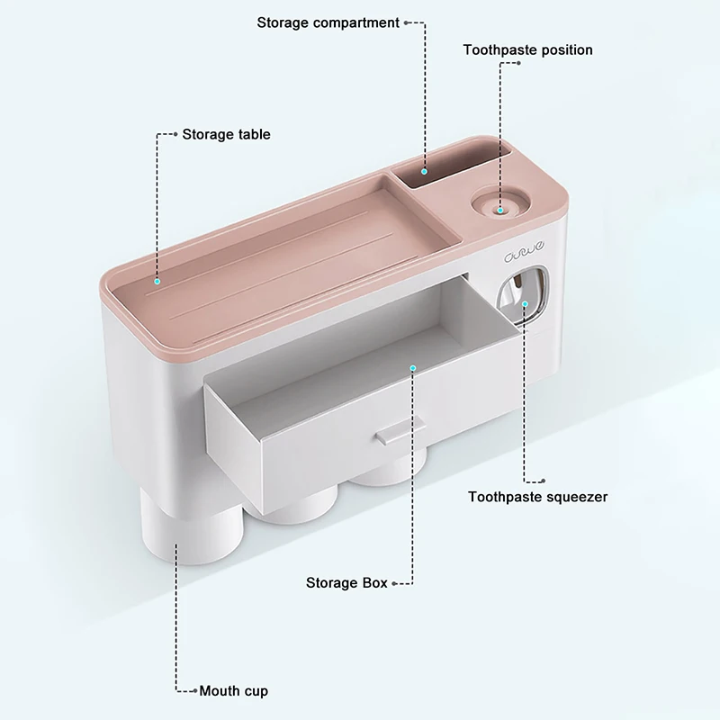 Wall-mounted Toothbrush Holder Toothpaste Squeezer Home Restroom Storage Rack Auto Toothpaste Dispenser Bathroom Accessories toothbrush holder,toothpaste dispenser,toothpaste squeezer,bathroom storage rack