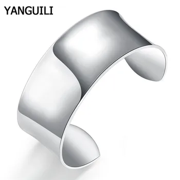 

New Arrival Silver 925 Jewelry Bangles Simple Smooth Extra Large Bangles & Bracelets For Women Charm Jewelry