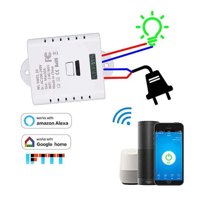 

Smart Switch Remote Control Universal Home Wifi Automation Module Timer Switch On/off Home Intelligent Wireless Timer AC100-240V