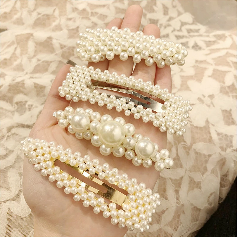 Жемчужная заколка для волос элегантные женские заколки девочек принцесса ретро
