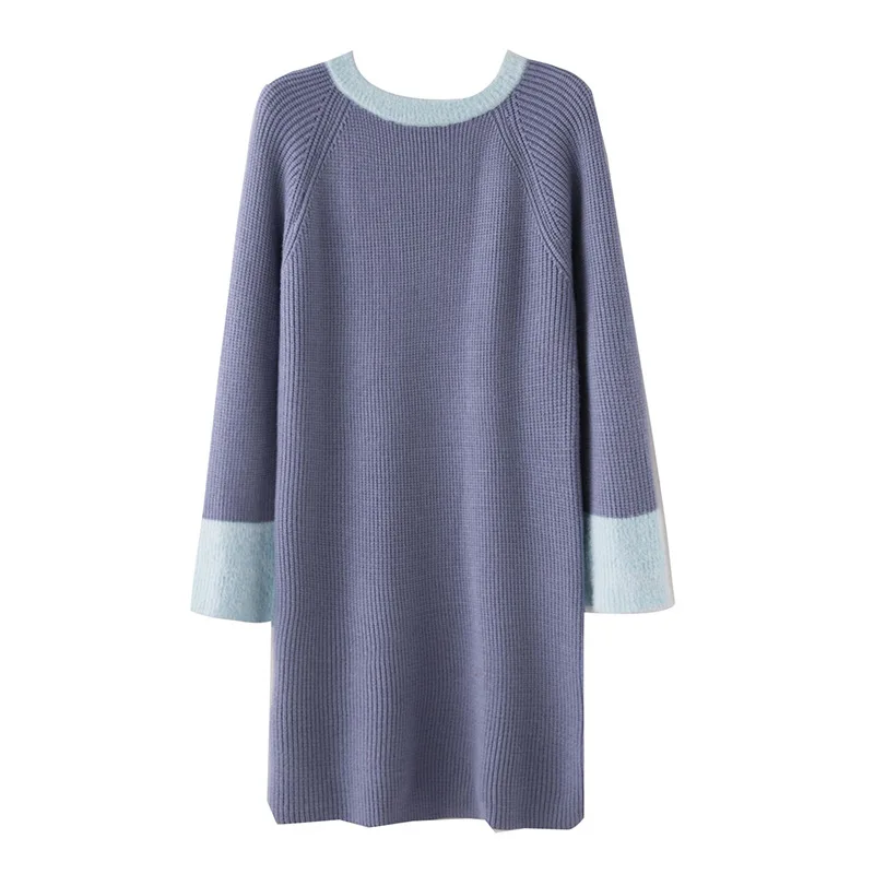 

Rlyaeiz Korean Fashion Mid-long Knitting Pullover Autumn Winter 2019 Sleeve Patchwork Sweater Women Pull Femme Soft Jumper