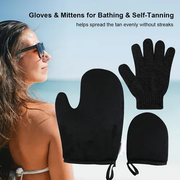 

Gloves Mittens for Bathing Mitt Applicator Gloves Applicator Body & Face Exfoliation Double Sided Washable Bathing Mittens
