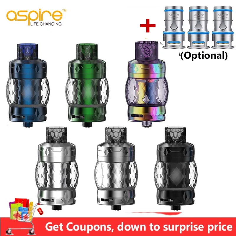 

Original Aspire Odan Mini Tank Vape 4ml Diamond Electronic Cigarette 810 Drip Tip Atomizer 5.5ml with Odan Mesh Coil Vaporizer