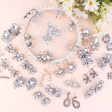 30 моделей белых кристаллов серьги-гвоздики с Цинковым Сплавом для женщин серьги с кристаллами модные геометрические серьги ювелирные изделия