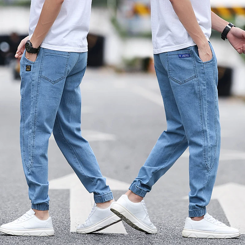 Мужские повседневные джинсы, осенние джинсовые хлопковые винтажные потертые рабочие брюки в стиле хип-хоп, джинсовые штаны, уличные мужские рваные джинсы
