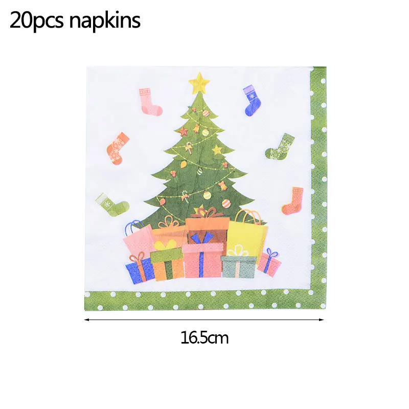 B08-20pcs napkins Счастливого Рождества Санта Клаус пластина/чашки/Ножи/посуды из нержавеющей стали ложка/вилка салфетка/Солома Одноразовая посуда для вечеринок комплект год Рождество вечерние поставки - Цвет: B08-20pcs napkins