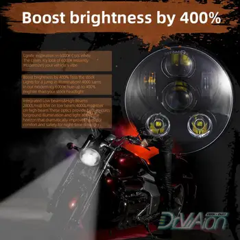 

1 Pcs Black 5-3/4" 5.75 LED Headlight High Low for Motorcycle LED Projection Headlight 6000K-6500K
