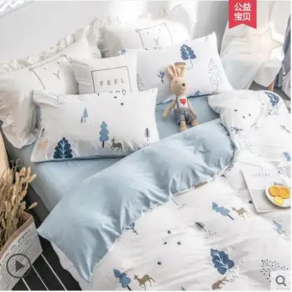 Слова медведь розовый белый глаза мальчик/девочка милый Beding набор из 3 предметов набор хлопковых детских постельных принадлежностей, простыня пододеяльник наволочка - Цвет: 1