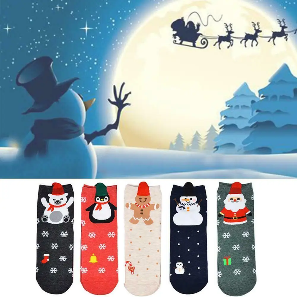 Новые рождественские носки для женщин Осень Зима Санта Клаус Олень узоры теплые носки женские носки