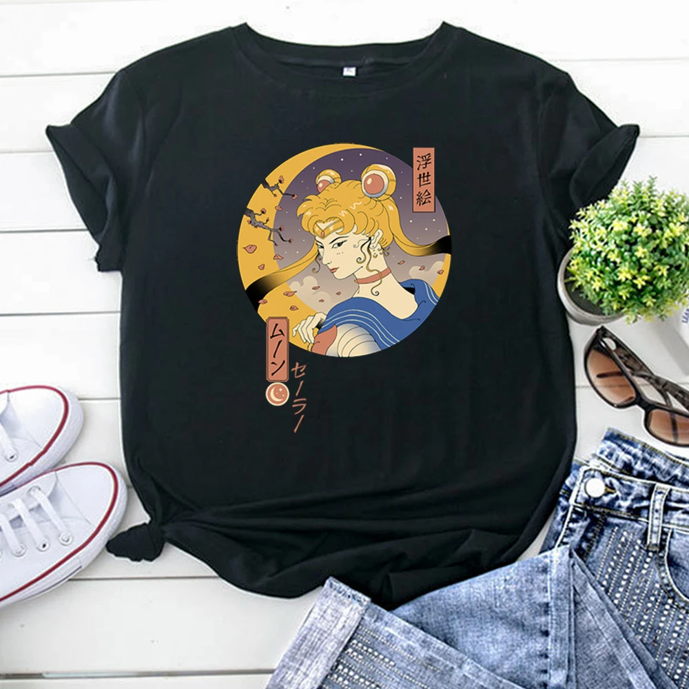 T-Shirt Cartoon Sailor Moon Japanese Cute Anime Printing Tshirts For Woman Fashion Funny Women T Shirts Punk Casual Short Sleeve