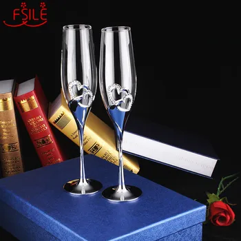 

2pcs Set Crystal Champagne Set Pair Cup Couple Wedding Gift Party Cup Crystal Glass Bar Supplies Goblet Wine Glass Gift Box