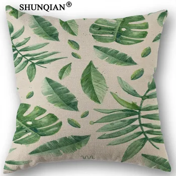 

Pillowcase Custom Tropical Cotton Linen Square Canvas Pillowcases Decorative Pillow Cases Cover Zippered 45x45cm one side