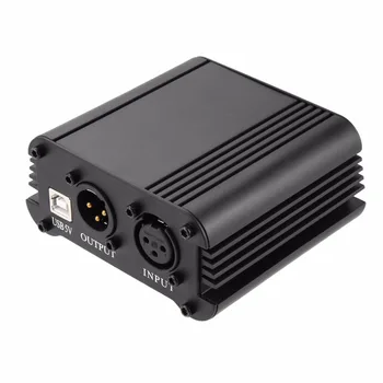 

48V 1-Channel Phantom Power Supply with One XLR Audio Cable for Condenser Microphone Studio Music Voice Recording Equipment