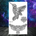 Owl Cross Crown Lotus Pendant Temporary Tattoos For Women Adult