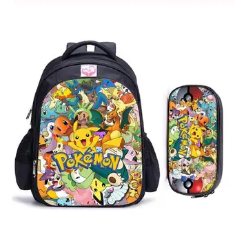 

16 Inch Cartoon Pokemon Children School Bags Orthopedic Backpack Kids School Boys Girls Mochila Infantil Catoon Bags