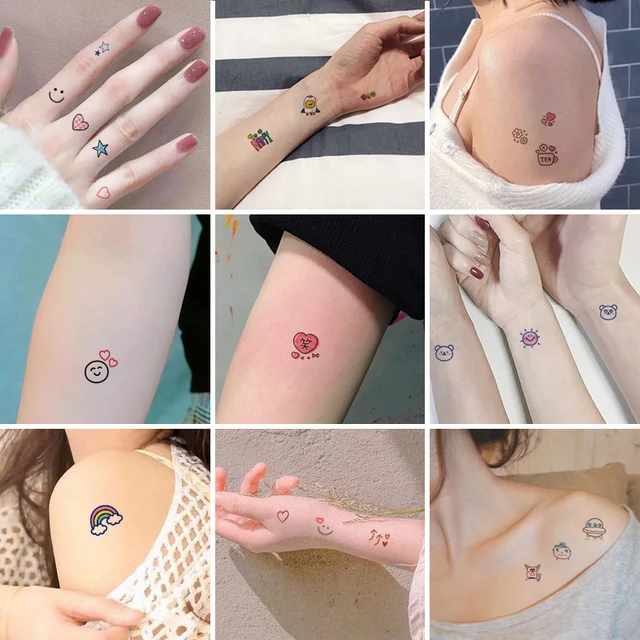 Tatuagens temporárias mão de volta falso tatuagem adesivo legal preto  sorriso tatto braço arte pé tatoo tatuagens à prova dwaterproof água para  menina - AliExpress