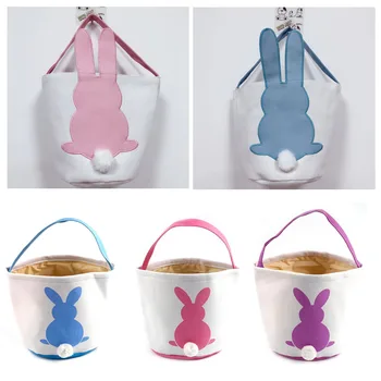 

41 Styles Easter Rabbit Baskets Jute Bunny Tail Bucket Happy Easter Party Decoration Basket For Kids Toys Gift Eggs Tote Bag