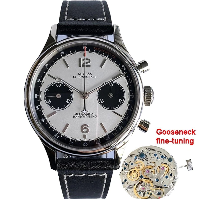 Часы мужские Pilot Seagull 1963 Move t ST1901Gooseneck хронограф 38 мм 40 сапфировые механические
