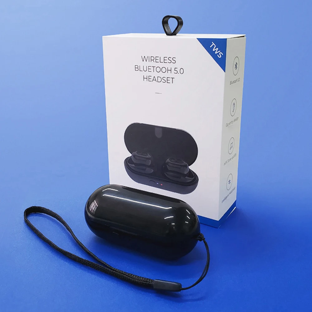 TWS Headphones Bluetooth 5 0 Wireless Earphones Sports Earphone 3D Stereo Sound Earbud with Portable Mic and Charging box