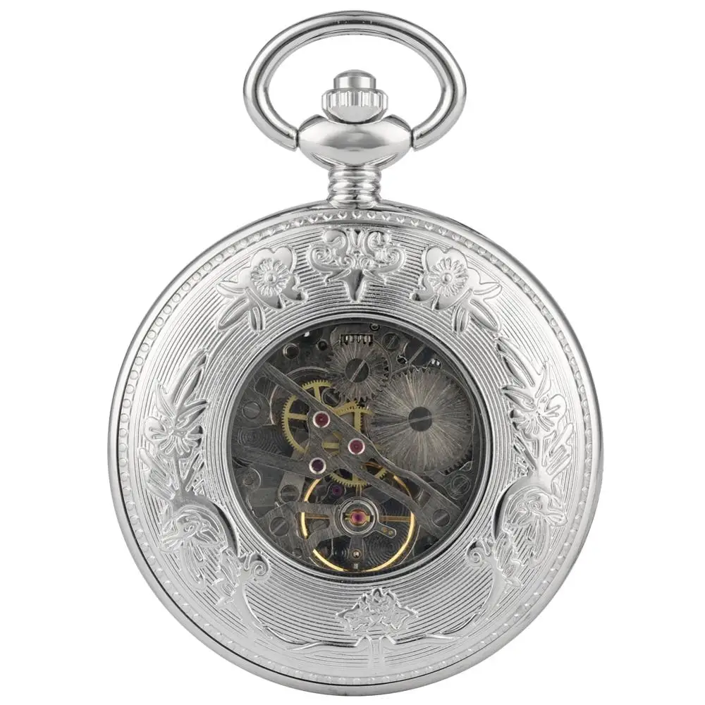 Уникальный серебряный паровой поезд узор чехол карманные часы деликатные карманные часы для мужчин прочный сплав грубая цепочка Кулон часы