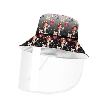 

2020 Outdoor Accessories Cover Removable Bucket Hat with Cartoon Nurse Colorful Print Caps for Women Family Daily Outing Protect