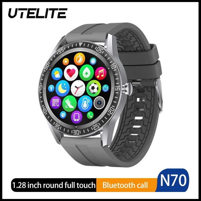 UTELITE New N70 Smart Watch 1.28 inch Round Screen Bluetooth Call Long Standby IP67 Waterproof Smartwatch pk L13 L15 L16