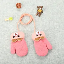 Новое поступление, Детские Зимние теплые рукавицы с медвежьими ушками для маленьких девочек и мальчиков высокого качества, Детские аксессуары#11