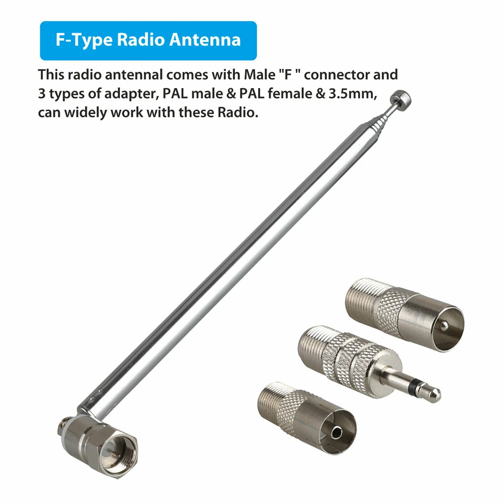 1 Set Telescopic Aerial Antenna 7 Section Extendable Dab Fm Radio
