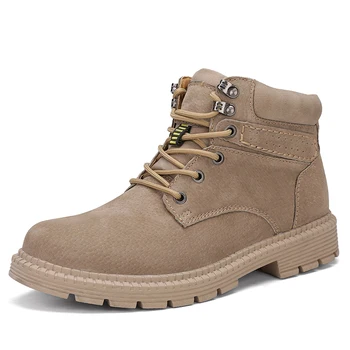 

British style mens fashion big size desert boots breathable cow leather tooling shoes platform ankle boot chaussure homme botas