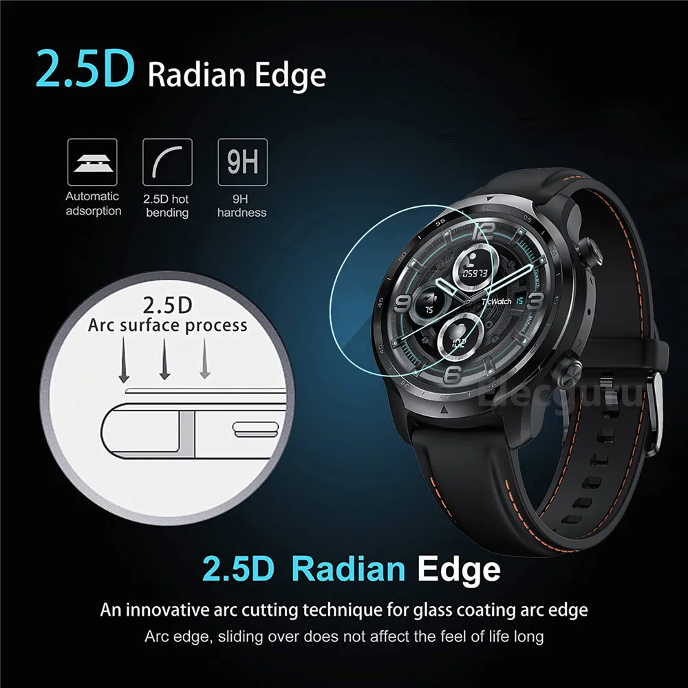 3 Pack for TicWatch Pro 3 GPS Smartwatch Tempered Glass Screen Protector 9H Protective Film Scratch Resistant Anti-Shatter Guard