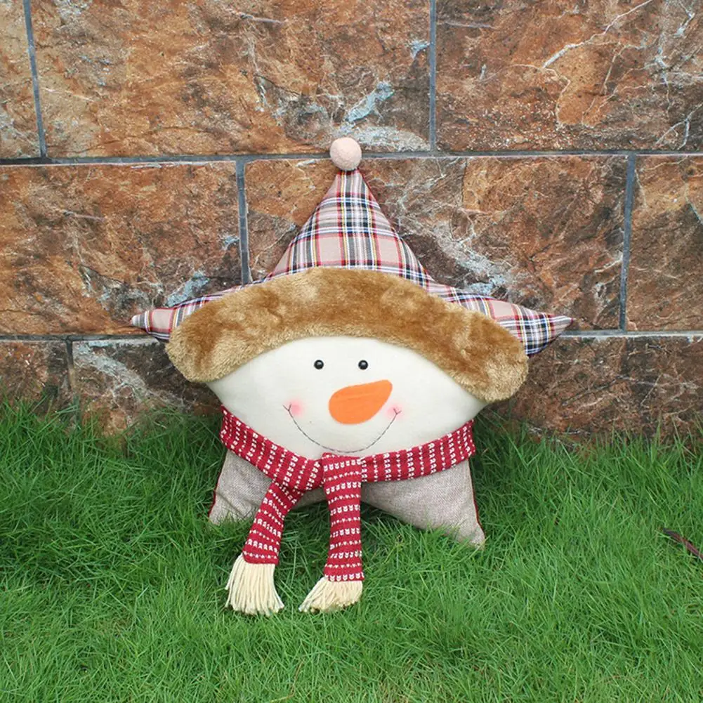 Snowman HobbyLane Christmas Plush Pillows Five-Star Pillow Cushion Santa Claus Snowman Elk Party Holiday Decoration - Цвет: Snowman