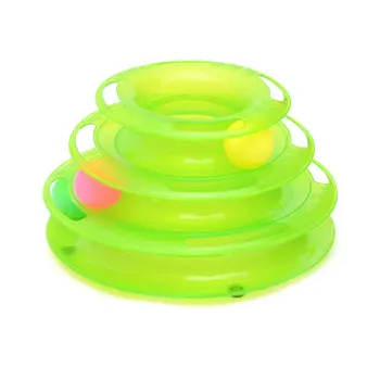 

Three Levels Tower Tracks Disc Cat Toy Intelligence Amusement Rides Shelf Dog Cat Pet Toys Training Amusement Trilaminar Ball