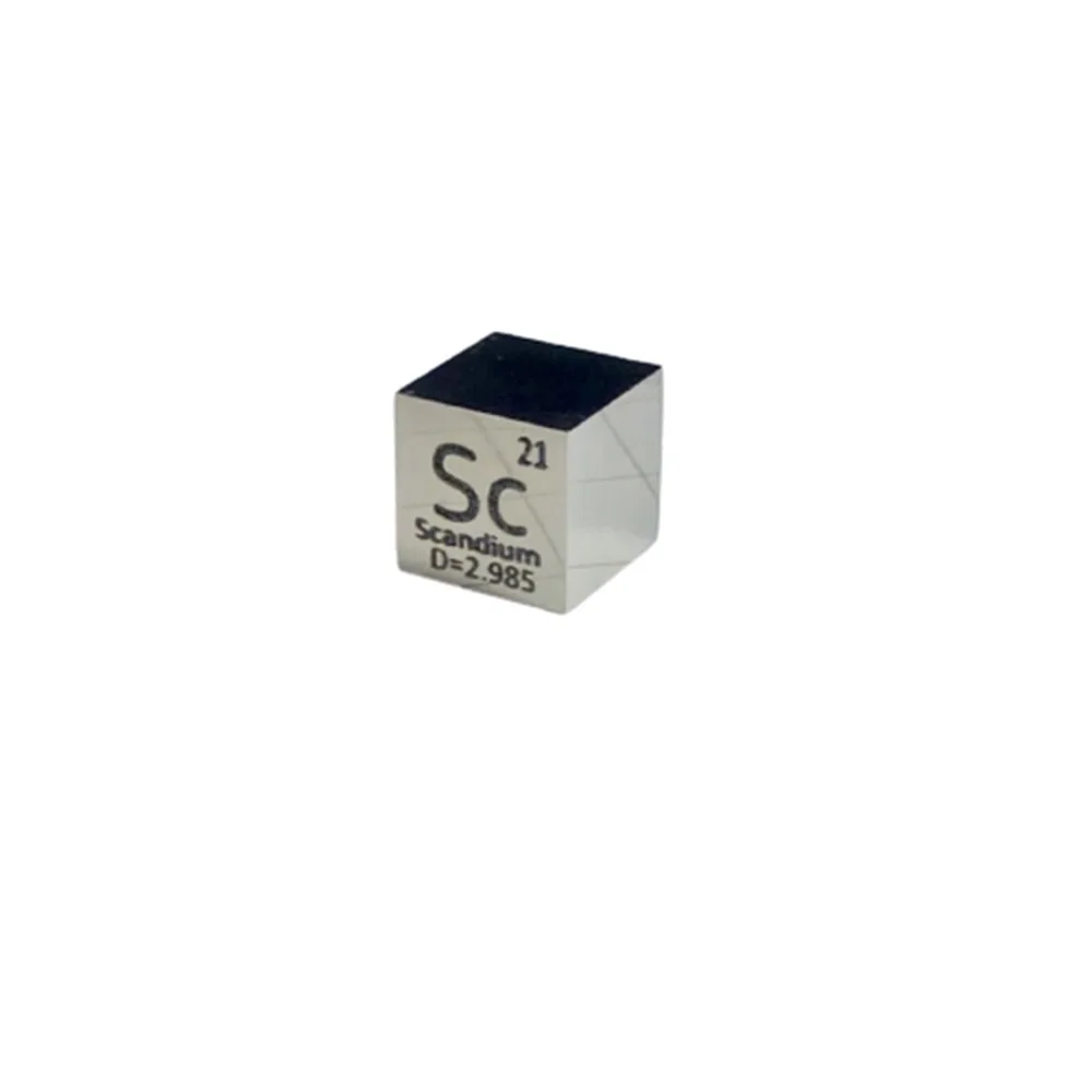 

10mm Mirror polished Scandium (Sc) Metal Cube 99.95% Pure for Element Collection