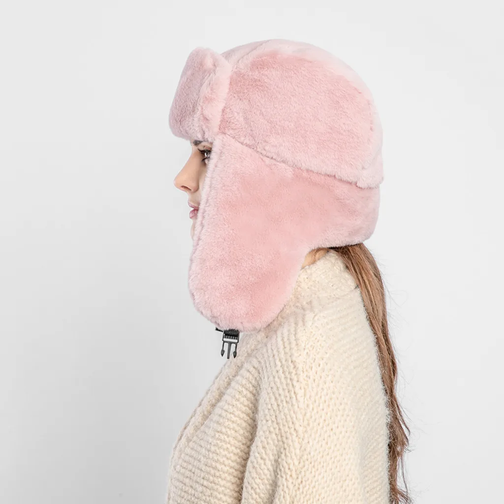 KLV шляпа женская зимняя плюшевая поддельная Толстая шляпа Ушные протекторы теплая плюшевая шапка женская шапка D4