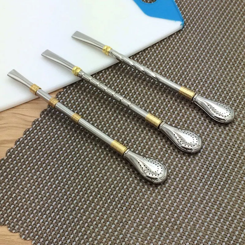 

Tea Filter Yerba Mate Straw Spoon Stainless Steel Drinking Straw Tea Spoon Portable Utensils Bombilla Gourd Reusable Tea Tools