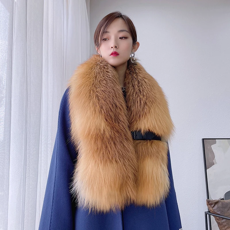 Natural 100% Real Fox Fur Scarf Shawl Winter Neck Warm Whole Fox Big Scarves Decorate Women Luxury Fox Fur Collar Muffler Wrap 3