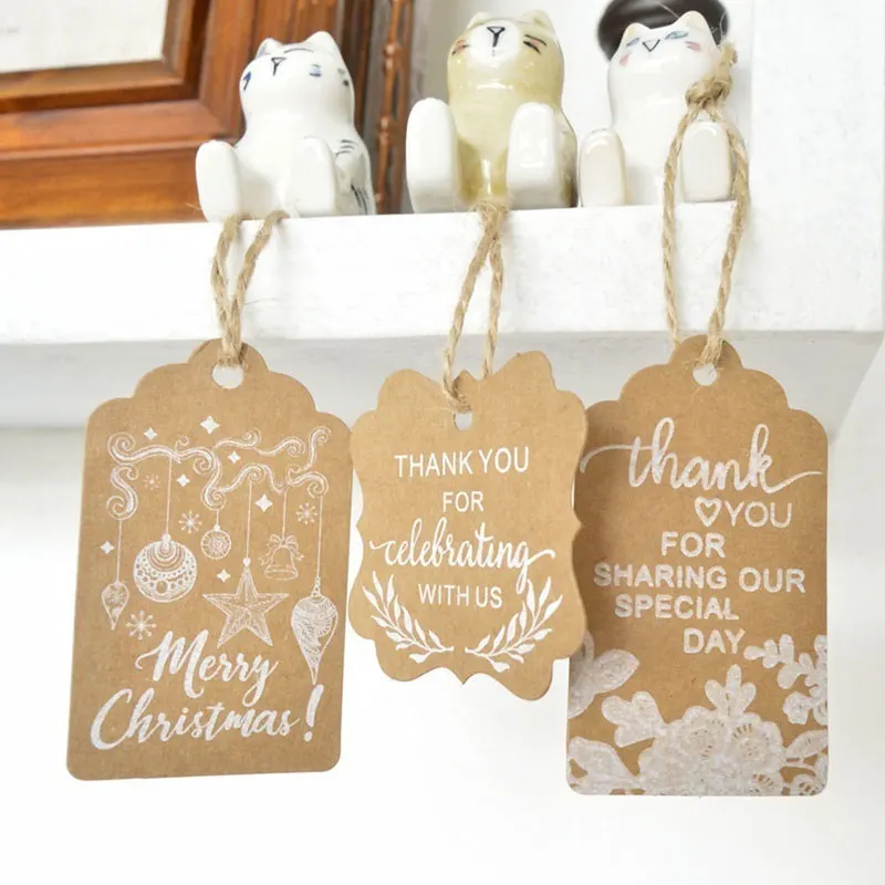 

Xmas Gift Tags Festival Cookie Birthday Craft Paper 50pcs/Pack Christmas Label Diy Ornament Clothes Wedding Fashion