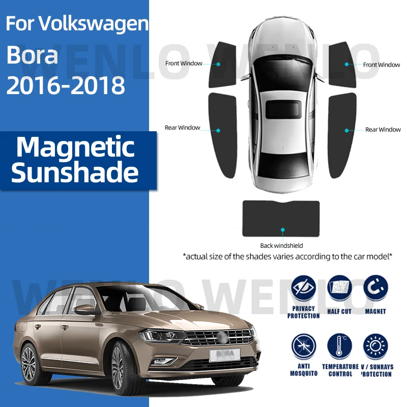 

For Volkswagen Bora 2016-2018 Car Shading Windscreen Curtain Easy Mounting Sunshade Interior Sun Visor Magnetic Sunshield Cover