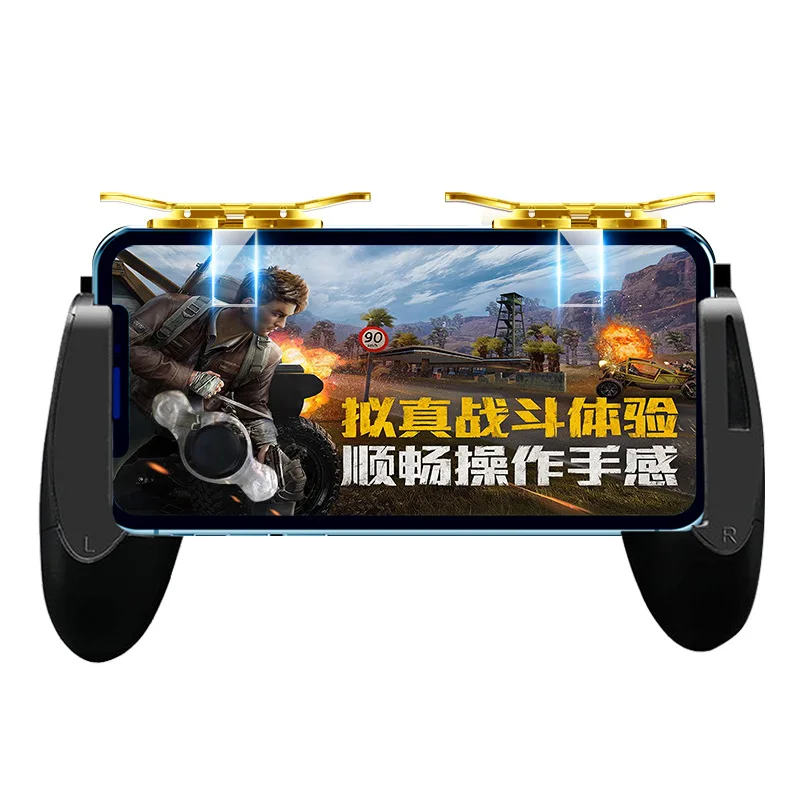 6 Finger Mobile Gaming Accessories R11S for PUBG Gamepad Joystick Trigger Aim Shooting L1 R1 Metal Key Button for IPhone Android