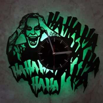 

3D Light jocker Vinyl Wall Clock Living dining Room Home Decor Modern Minimalist Wall Clock Slient Movement Quartz Best Gift