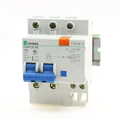 

3kA Overload Protection C63 2P 230V 63A Circuit Breaker w Guide Rail