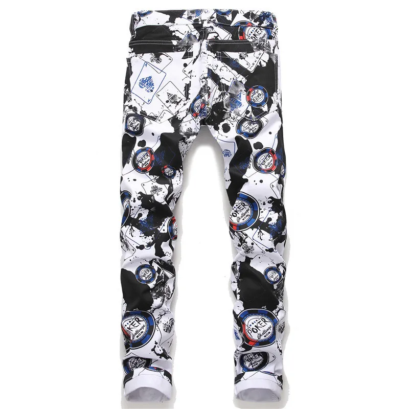 KIMSERE Мужская Мода в стиле панк цветные джинсы брюки Марка NEW fashion Hi Street с принтом джинсовые штаны для мальчиков Одежда для сцены Клубные Размеры 29-38