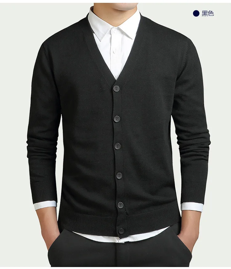 2019 Мужская брендовая одежда высокого качества из чистого хлопка Повседневный Кардиган трикотажные рубашки/мужские облегающие свитера с