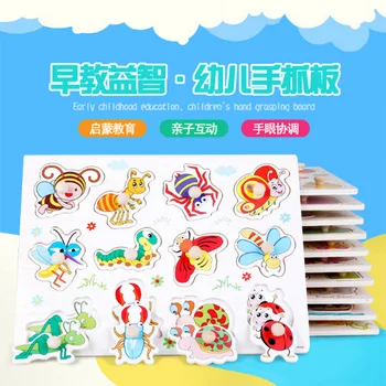 

2020 New Style Wooden Kids Animal Number Puzzle Grasp Board Classification Handmade Educational Learning Toy