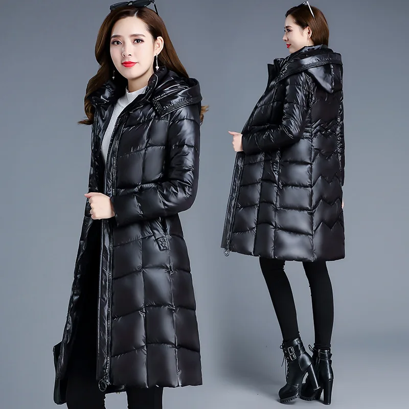 

Winter Young And Middle-aged Women's Hooded down Feather Cotton-padded Clothes Mid-length Middle-aged Mom Cotton Coat Young Woma