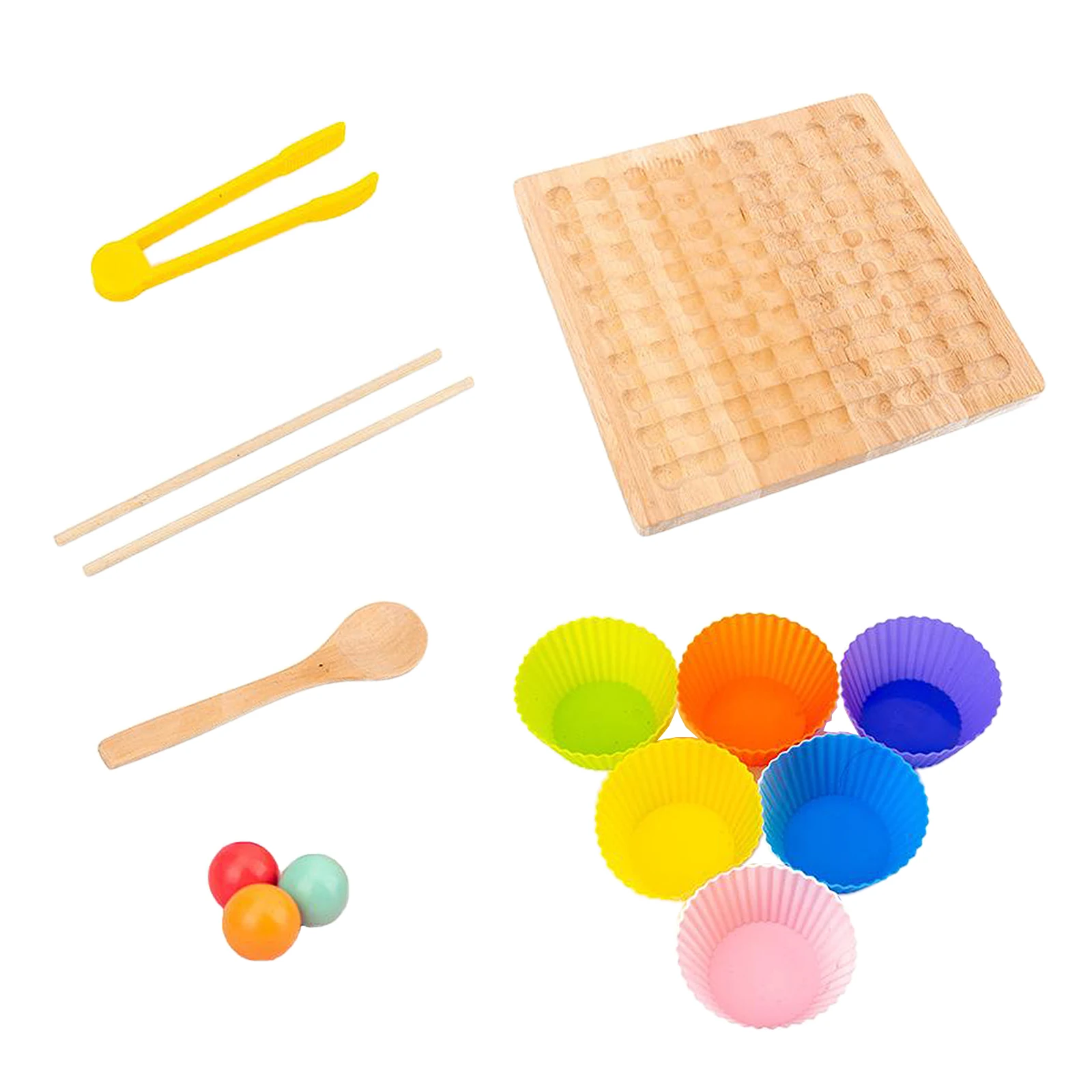 Wood Montessori Kids Hands Brain Training Clip Beads Puzzle Board Game
