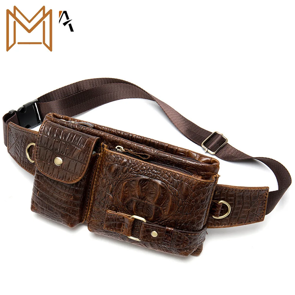 

Pocket Genuine Leather Man Outdoors Waist Satchel Male Package Oblique Satchel