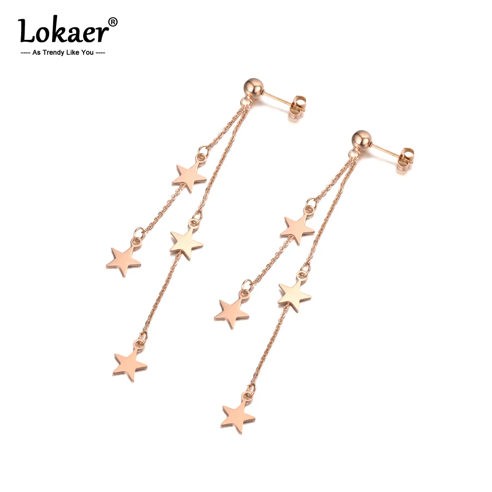 Lokaer модные серьги из титановой нержавеющей стали 4 шт. с кисточками в виде звезды