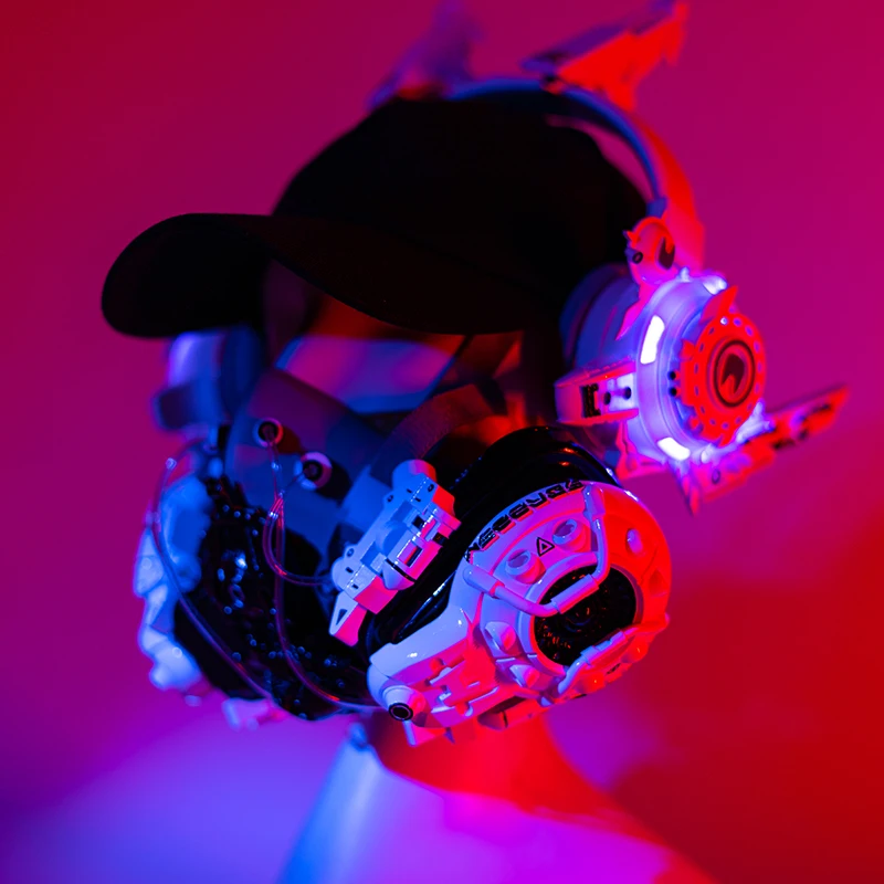 Беспроводная bluetooth светящаяся гарнитура Cyberpunk для косплея на Хэллоуин маска лица