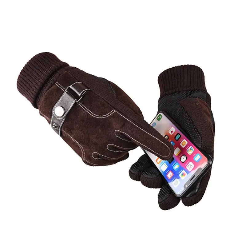 

1 Pair Cycling Gloves Men Full Finger Riding Glove Touch Screen Anti-slip Fluffy Cycling Accessories#1